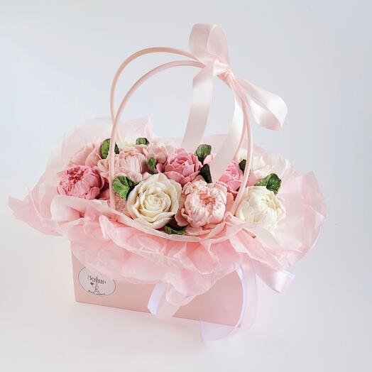 Зефирный букет в сумочке  подруге, девушке, коллеге, дочке, маме  на день рождения