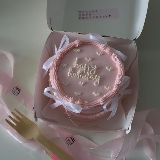 Бенто торт с сердечками Ламбет с бантиками на день рождения happy birthday hb
