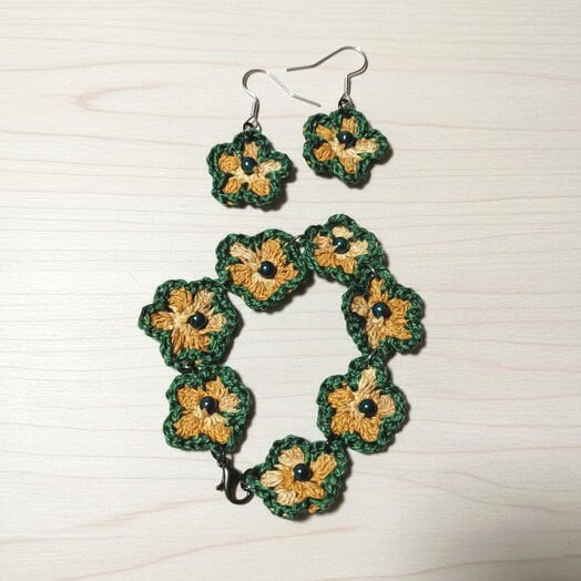 Earrings and bracelet