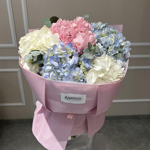 Hydrangeas with eucalyptus