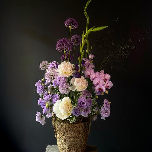 Корзина большая с цветами!! Вау-эффект пионы орхидея эустома