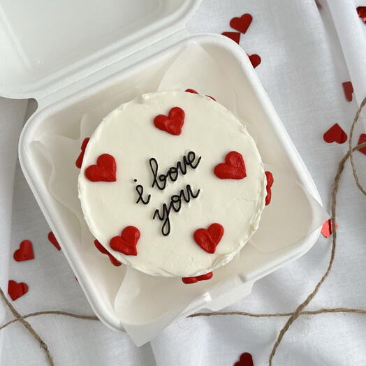 Бенто торт с надписью "I love you", торт для парня, торт для девушки, торт для мужа, торт на 14 февраля