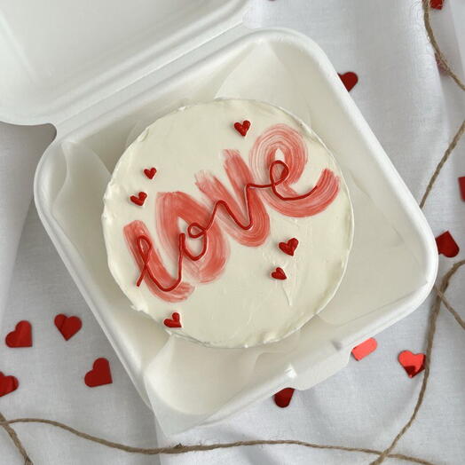 Бенто торт с надписью "Love", торт для парня, торт для девушки, торт для мужа, торт для жены, торт на 14 февраля