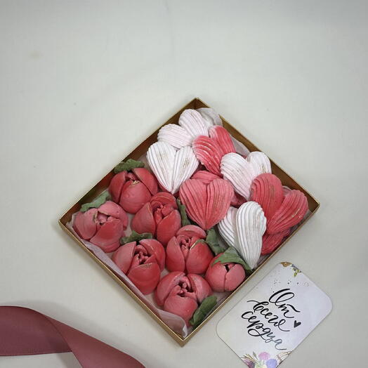 Зефирные тюльпаны и зефирные сердца