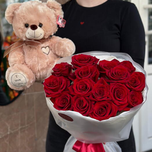 Набор розы+мишка