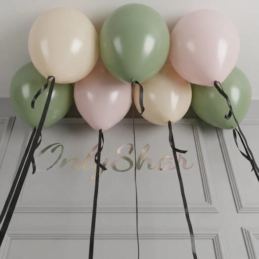 Воздушные шары: набор 7 шаров под потолок / Розовый шарик, зеленый шар, белый шар / Арт.ШП17