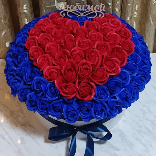 Букет 101 мыльная роза сердце
