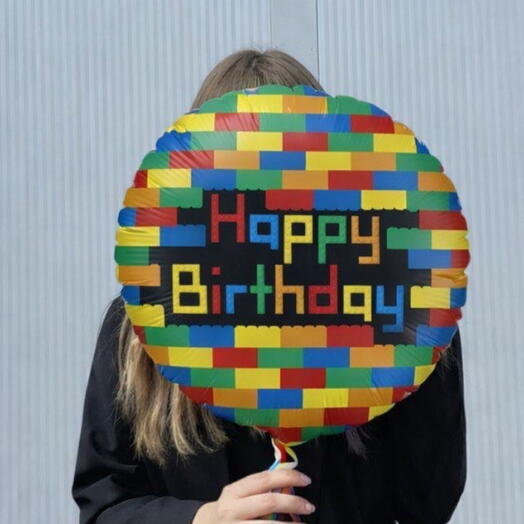 Воздушный шар Happy Birthday с лего