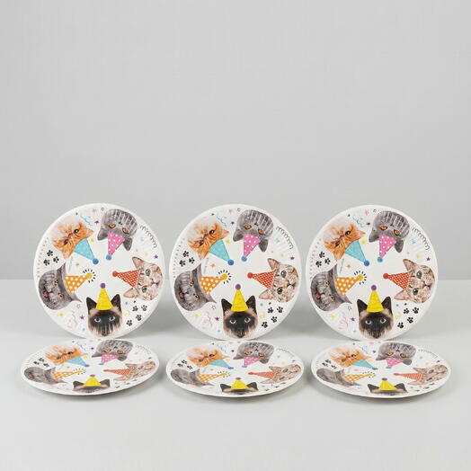 Тарелки одноразовые (18 см) Котики, 6 шт