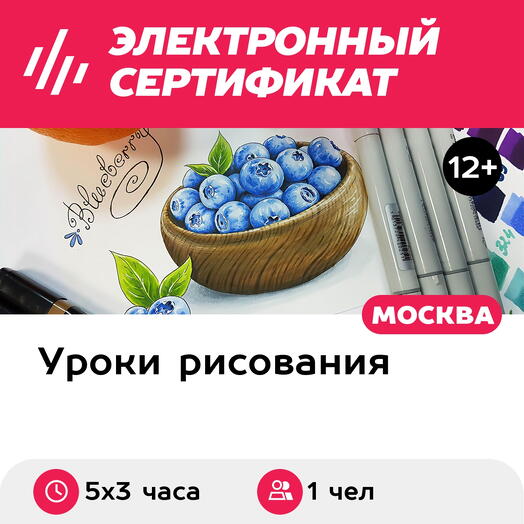 Подарочный сертификат Курс food-скетчинга, 1 чел. в составе группы (5 х 3 часа) (Москва)