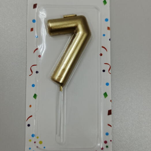 Свеча цифра -7 золотая