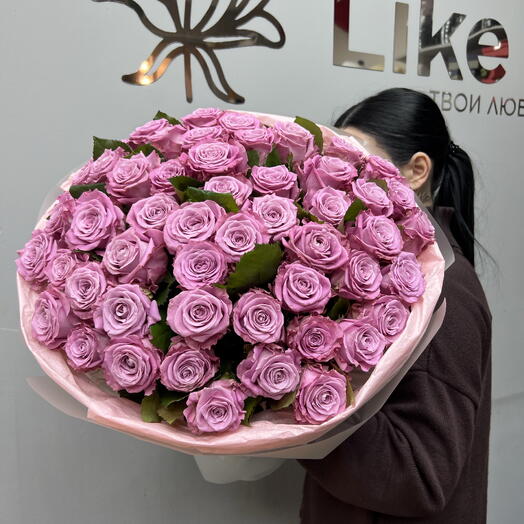 Букет из 51 ароматной фиолетовой розы 💜