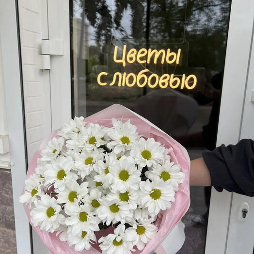 Монобукет из ромашковых хризантем