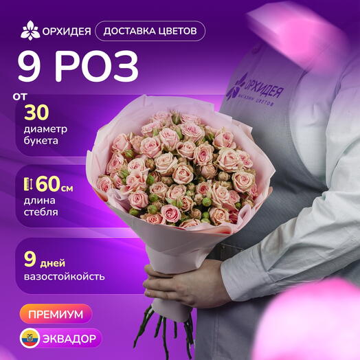 9 кустовых роз Вега