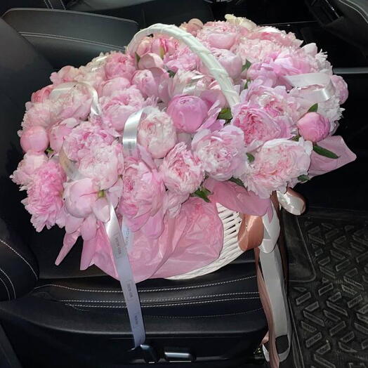 51 пион в корзине роскошная корзина из пионов 💘🌸