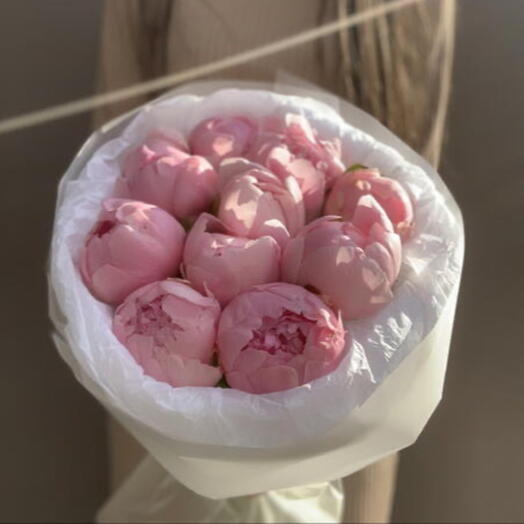Моно из розовых пионов
