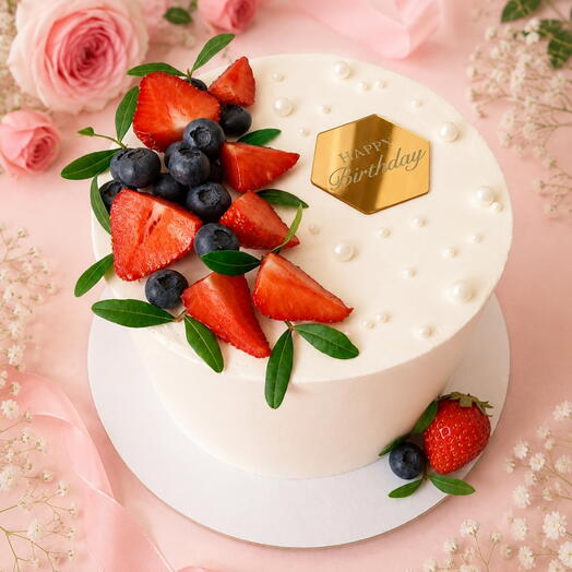 Торт 1кг с клубникой HAPPY Birthday