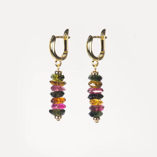 Серьги Инжир Турмалин микс 14K (EAR1169)