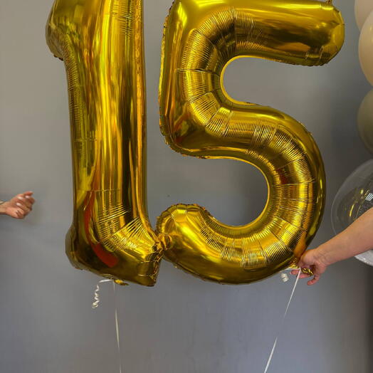 Фольгированные цифры «15» (золото)