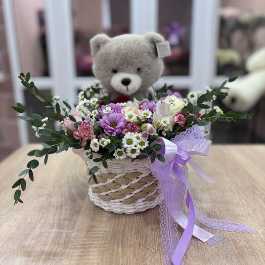Корзина с мишкой ️