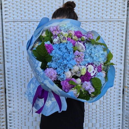 Bouquet 1💙 (гортензия, гвоздика, маттиола, эустома)