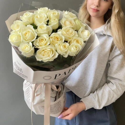 Букет белых роз «Симфония чувств» (21)