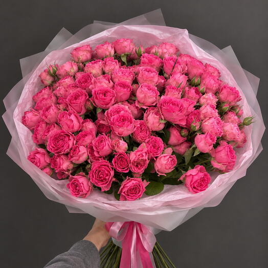 Монобукет кустовых роз «Pink blossom»