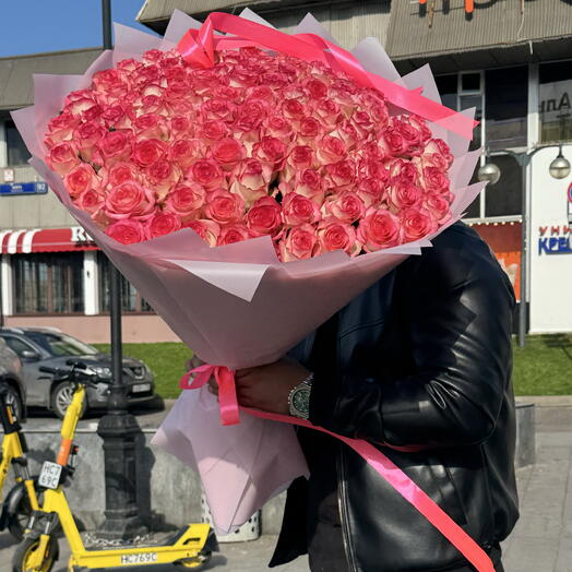 Розы букет 101 шт высокие