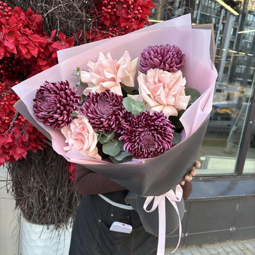Осенний букет с яркими хризантемами💌