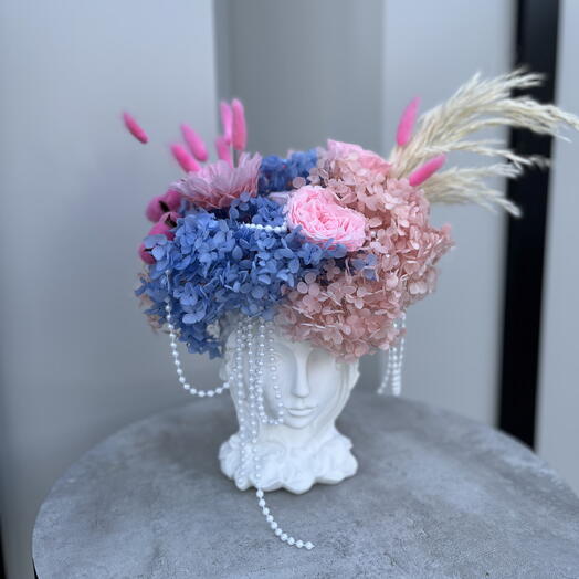 Композиция из стабилизированных цветов 💗💙