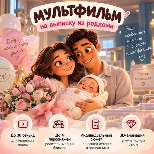 Туғанханадан шығуға арналған ИИ-мультфильмге сыйлық сертификаты. 💛