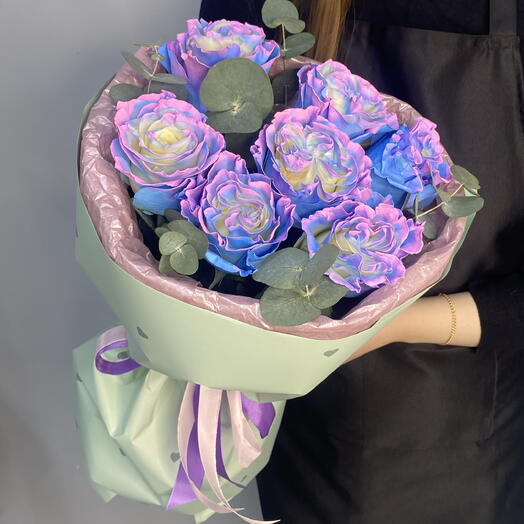 Букет радужных роз🦄💙💜🩷