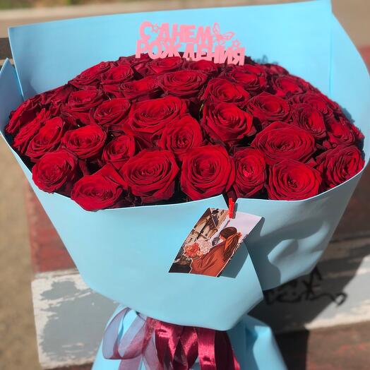 Bouquet of 59 Premium Ecuadorian Red roses
