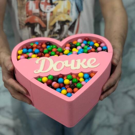 A gift with sweets for my daughter in a foam box