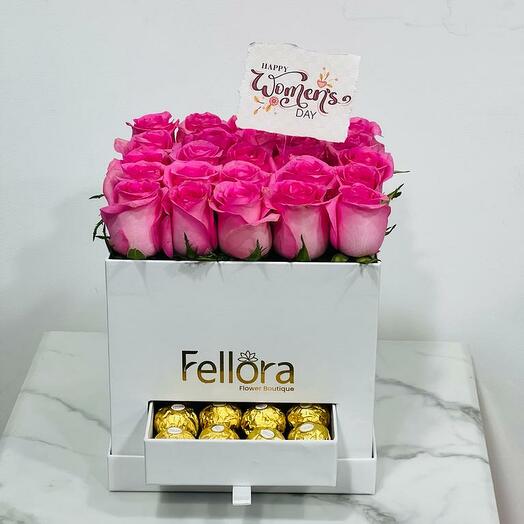 Pink roses and white chocolate box 2