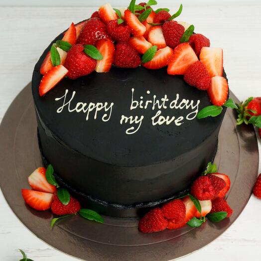 Черный торт "Happy birhtday my love"