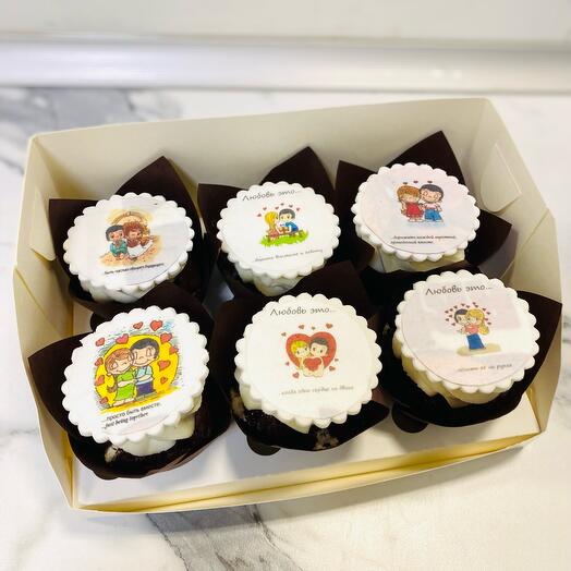 6pcs cupcakes con letras
