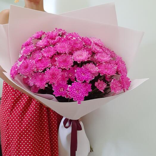 АКЦИЯ!!! Букет-гигант из пышных розовых хризантем 🌸 XL