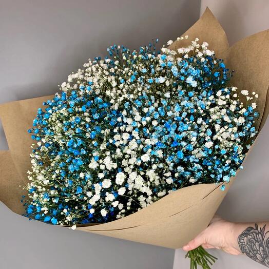 Бело-голубая Гипсофила в крафте 💙