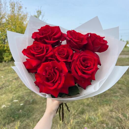Rosas rojas de encaje 7 piezas