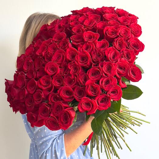 101 роза красная Эквадор 50 см букет