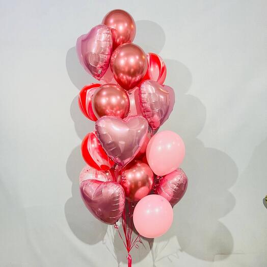 Pink balloons with hearts 21 pieces