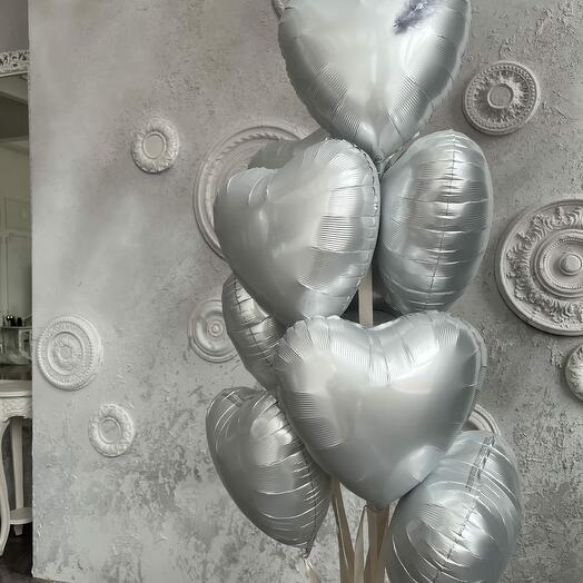 9 fóliaszívből álló csokor