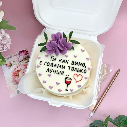 Бенто торт с шоколадными цветами. Ты как вино