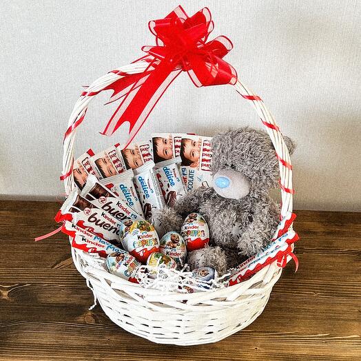 Подарок киндер шоколад и плюшевый мишка me to you для любимой, для сестры, для дочки, девушке