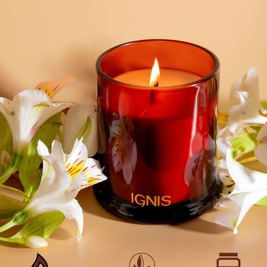 Интерьерная ароматическая свеча IGNIS аромат Cranberry prosecco, 250 мл, 100% соевый воск