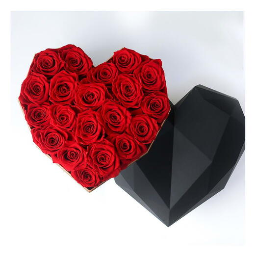 20 Forever Roses in Acrylic Heart Diamond Box