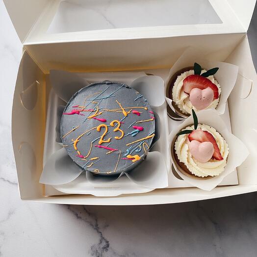 Бенто торт с капкейками мини