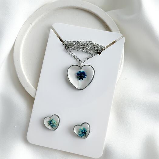 Комплект украшений серьги и кулон в форме сердца подарок для девушки подруги