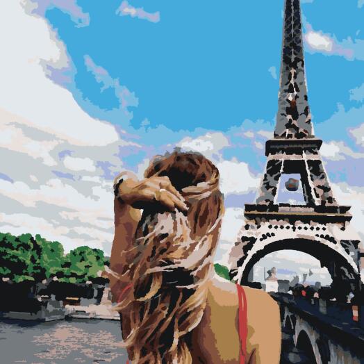 Картина по номерам "Девушка в Париже"